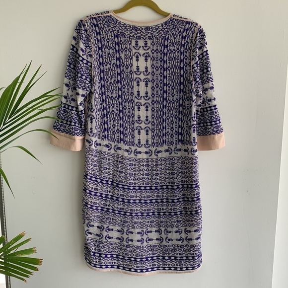 LOVE SAM WHITE W/ROYAL BLUE EMBROIDERY DRESS  SZ S - Picture 6 of 13